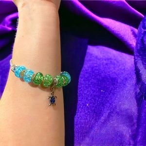 European Style Charm Bracelet with Sea Turtle Charm